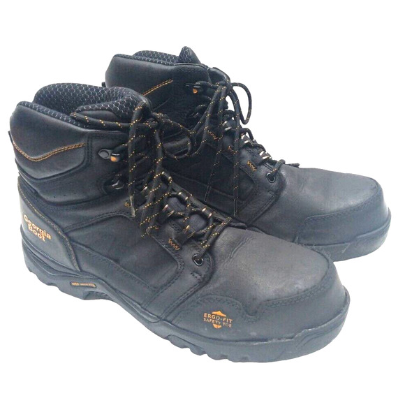 Georgia Boot Men's Black Leather 6" Hiker CT Boots GB00130, Size 12W - Picture 1 of 16